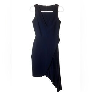 NWT Georgia Hardinge Navy Structural Asymmetrical Pleated Dress Size S